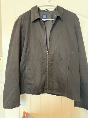 GAP Men's Dark Black Zip-Up Shirt Jacket